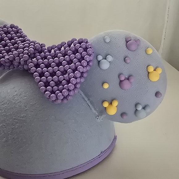 NWT Disney Parks Ears Hat Minnie Mouse Ears Purple Beaded Bow - Picture 3 of 11